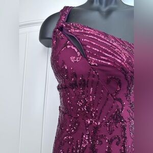 Elegant Sequin Embellished Dress - Purple